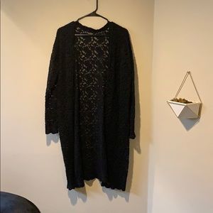 Long Black Lace Kimono
